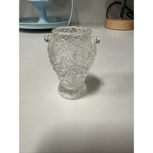 VTG Mini-Clear‎ Glass Holder/Small Vase "Daisy and Button" Pattern 2.5 X 2.5"(H)